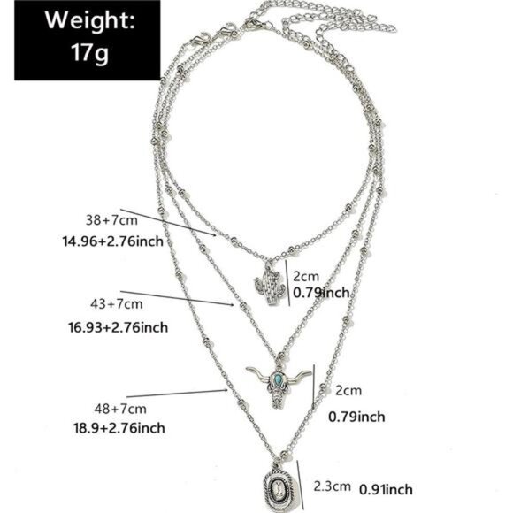 Layered Western Olivia Necklaces Turquoise Boots Pendant Necklace Wester Jewelry - Picture 4 of 7